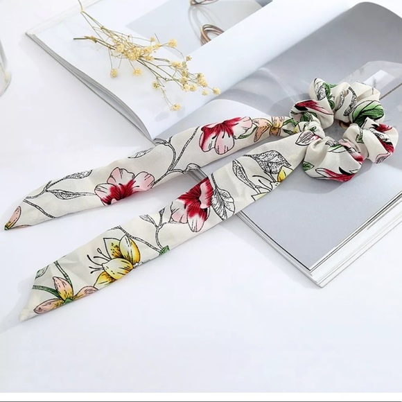 {RIVER} floral elastic ribbon hair tie scrunchie - Picture 5 of 7